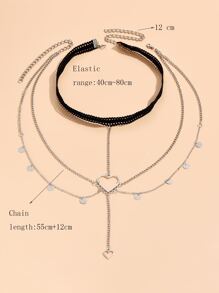 Cadena de muslo con corazón & con diseño de redondo - Plateado - Ver 6