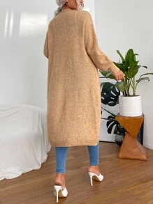Chiquease Nữ Cardigans Túi màu trơn Giải trí - Lạc đà - Xem 2