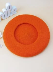 Boina con diseño de hoja mezcla de lana - Naranja - Ver 2