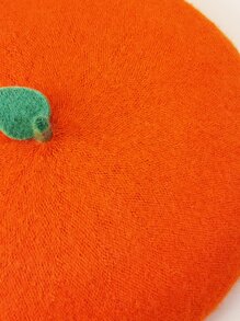 Boina con diseño de hoja mezcla de lana - Naranja - Ver 3