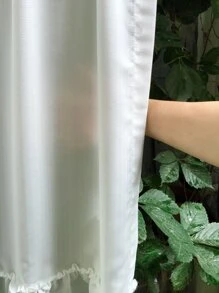 1pc Plain Ruffle Decor Window Valance - White - View 5