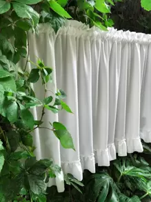 1pc Plain Ruffle Decor Window Valance - White - View 8