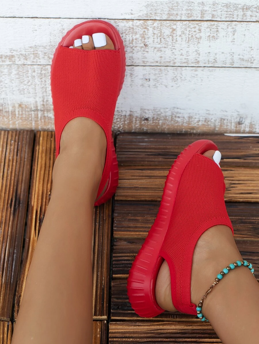 Women Minimalist Slip On Sport Sandals, Sporty Outdoor Sandals - Red - View 1