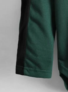 Manfinity Hombres Camiseta con estampado de letra de manga raglán - Verde Oscuro - Ver 5