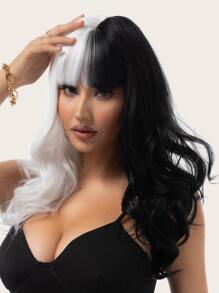 Two Tone Long Curly Cosplay Synthetic Wig With Bangs - Two-Tone - View 1