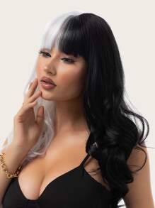 Two Tone Long Curly Cosplay Synthetic Wig With Bangs - Two-Tone - View 5