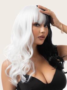 Two Tone Long Curly Cosplay Synthetic Wig With Bangs - Two-Tone - View 6