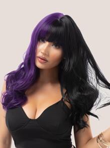 Two Tone Long Curly Cosplay Synthetic Wig With Bangs - Two-Tone - View 1