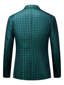 Manfinity Hombres Blazer con estampado con botón - Verde Oscuro - Ver 2