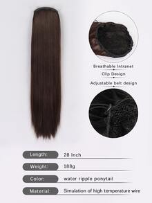 Long Straight Ponytail Synthetic Hair Extension - Chocolate Brown - View 3