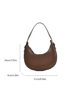 Minimalist Hobo Bag - Coffee Brown - View 3
