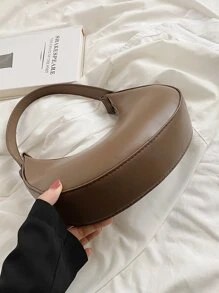 Minimalist Hobo Bag - Coffee Brown - View 5