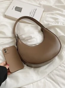 Minimalist Hobo Bag - Coffee Brown - View 6