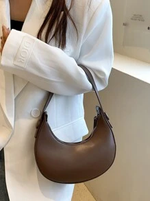 Minimalist Hobo Bag - Coffee Brown - View 7
