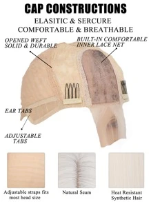 女性用合成花邊前短髮28英寸直髮花邊假髮黑色花邊假髮角色扮演直髮花邊前短髮 - 白色 - 查看 6