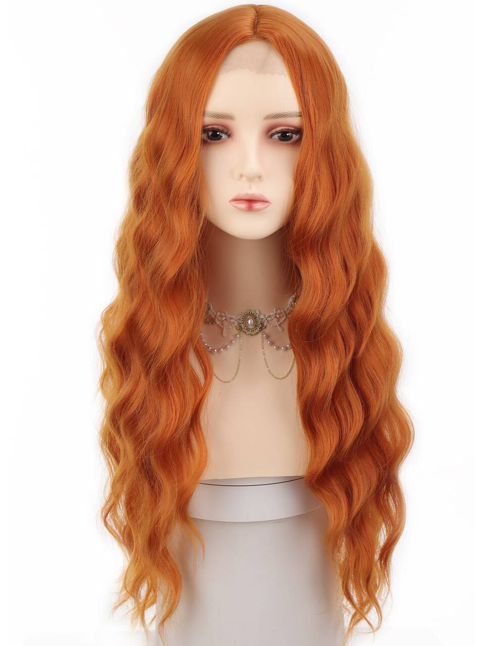U-part Lace Orange Extra Long Curly Synthetic Wig