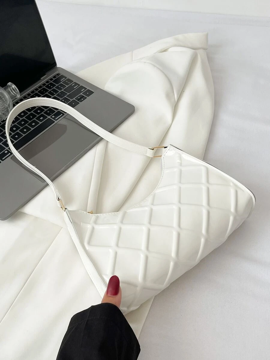 人造漆皮壓花細節法棍包