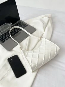 人造漆皮壓花細節法棍包