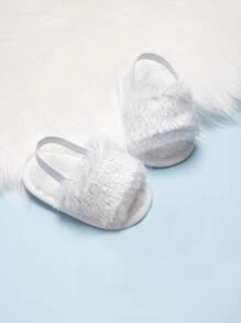 Bebé Sandalias destalonadas minimalista de peluche - Blanco - Ver 2