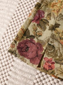 SHEIN VCAY Split Hem Floral Jacquard Skirt - Multicolor - View 6