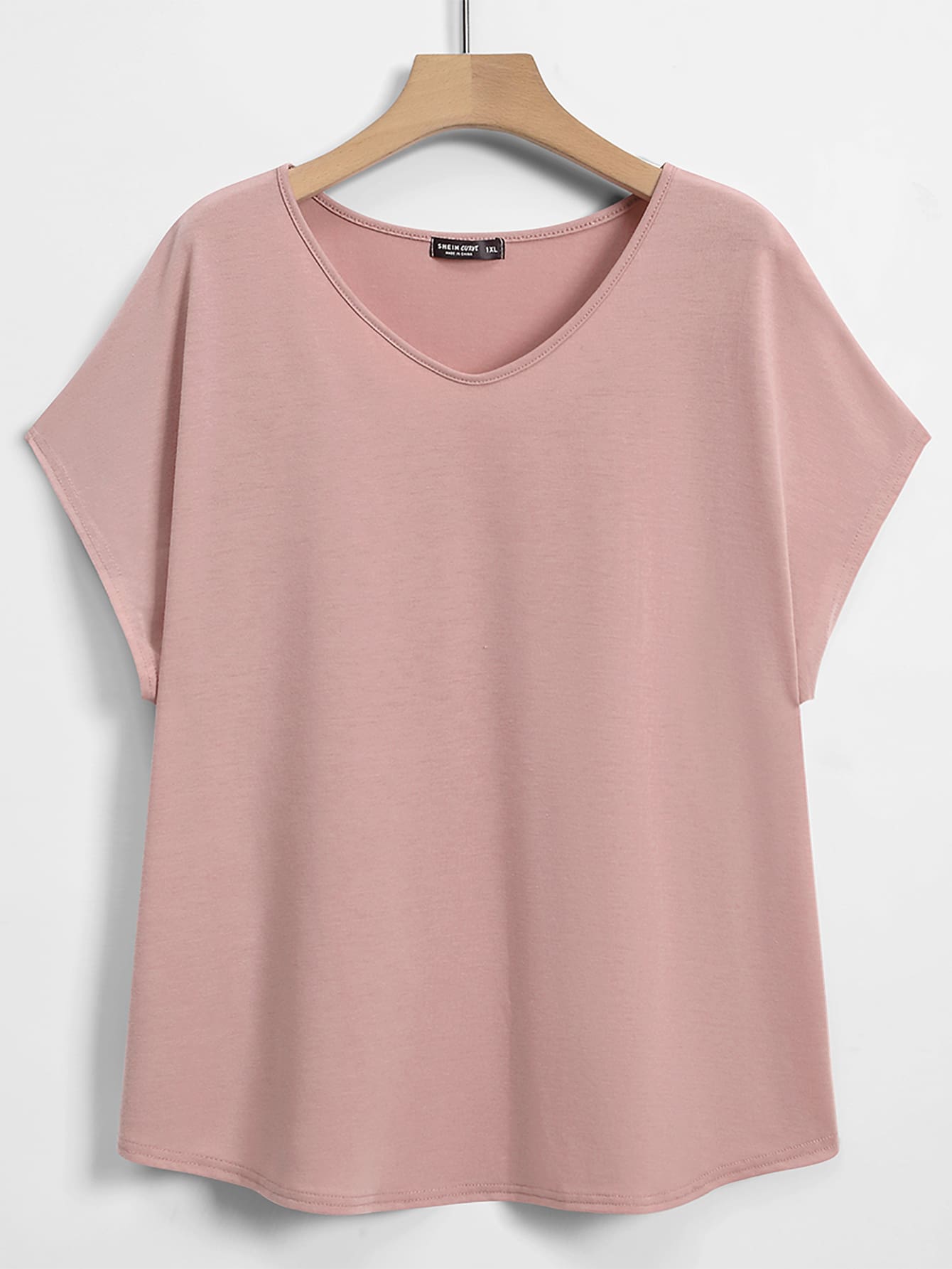 Lacomfia Plus Solid Dolman Sleeve Tee - Dusty Pink - View 1