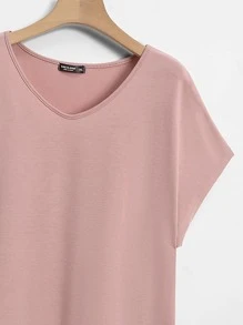 Lacomfia Plus Solid Dolman Sleeve Tee - Dusty Pink - View 5