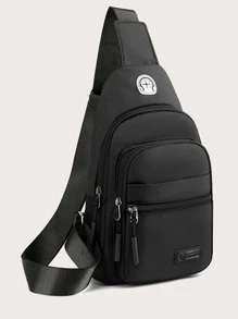 Men Plain Color Messenger Bag, Fashionable Waist Pouch For Casual Wear Christmas Men Bag Belt Bag Travel Bag Sling Bag Winter Christmas Fanny Pack Bum Bag Holiday Storage Bag Men Gifts Hiking Large Capacity Outdoor Portable Chest Bag Side Bags Black Bag Travel Essentials Holiday Essentials Bag For Men Summer Back To School The Sporty Life Vacation Bag Pack Waist Bag Spring School Supplies Graduation Hiking Accessories - Black - View 1