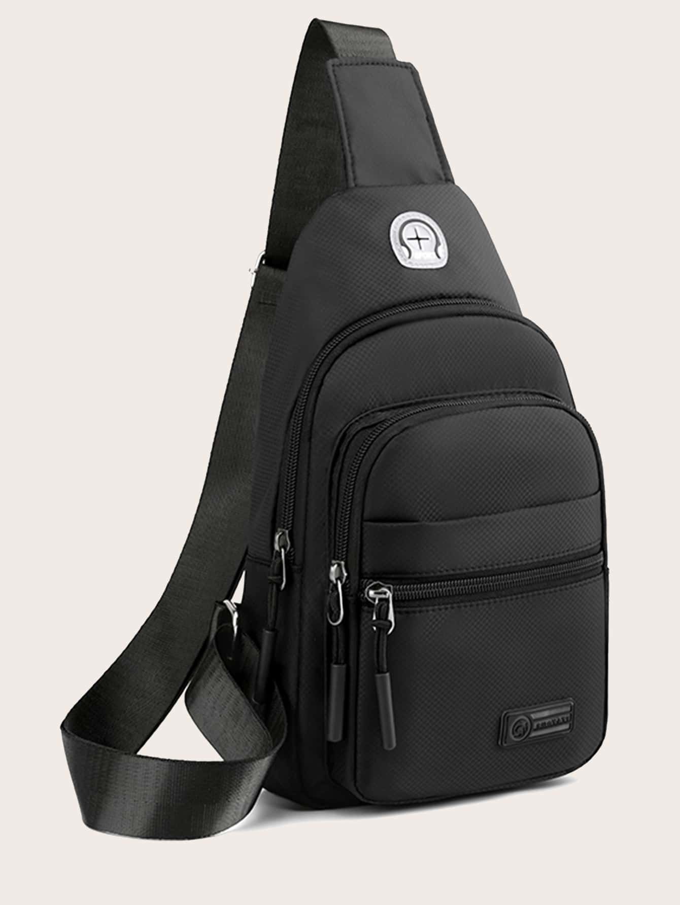 Men Plain Color Messenger Bag, Fashionable Waist Pouch For Casual Wear Christmas Men Bag Belt Bag Travel Bag Sling Bag Winter Christmas Fanny Pack Bum Bag Holiday Storage Bag Men Gifts Hiking Large Capacity Outdoor Portable Chest Bag Side Bags Black Bag Travel Essentials Holiday Essentials Bag For Men Summer Back To School The Sporty Life Vacation Bag Pack Waist Bag Spring School Supplies Graduation Hiking Accessories - Black - View 1