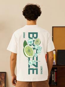 Men Letter & Lemon Print Tee - White - View 1