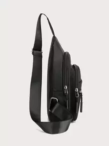 Men Plain Color Messenger Bag, Fashionable Waist Pouch For Casual Wear Christmas Men Bag Belt Bag Travel Bag Sling Bag Winter Christmas Fanny Pack Bum Bag Holiday Storage Bag Men Gifts Hiking Large Capacity Outdoor Portable Chest Bag Side Bags Black Bag Travel Essentials Holiday Essentials Bag For Men Summer Back To School The Sporty Life Vacation Bag Pack Waist Bag Spring School Supplies Graduation Hiking Accessories - Black - View 3