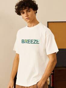 Men Letter & Lemon Print Tee - White - View 4