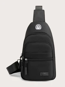 Men Plain Color Messenger Bag, Fashionable Waist Pouch For Casual Wear Christmas Men Bag Belt Bag Travel Bag Sling Bag Winter Christmas Fanny Pack Bum Bag Holiday Storage Bag Men Gifts Hiking Large Capacity Outdoor Portable Chest Bag Side Bags Black Bag Travel Essentials Holiday Essentials Bag For Men Summer Back To School The Sporty Life Vacation Bag Pack Waist Bag Spring School Supplies Graduation Hiking Accessories - Black - View 6