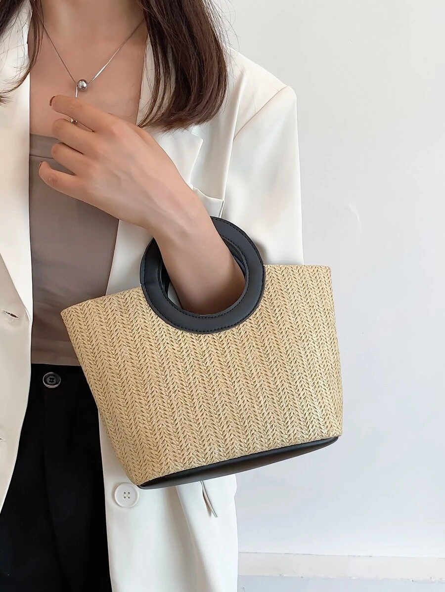 Bolsa de mimbre aro superior - Caqui - Ver 1