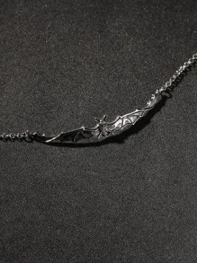 ROMWE Goth 蝙蝠裝飾鏈條樣式項鍊 - 銀色 - 查看 2