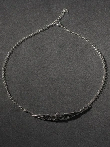 ROMWE Goth 蝙蝠裝飾鏈條樣式項鍊 - 銀色 - 查看 3