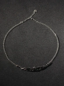 ROMWE Goth 蝙蝠裝飾鏈條樣式項鍊 - 銀色 - 查看 4