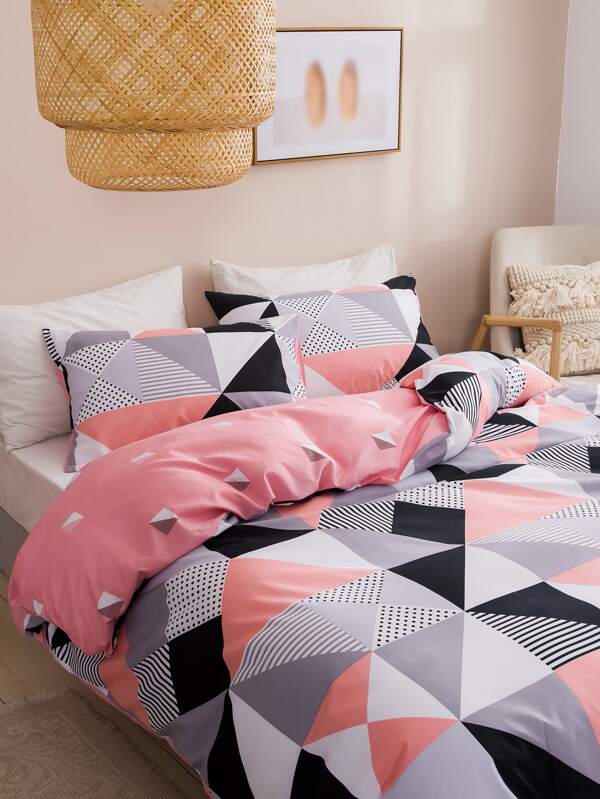 Geometric Pattern Duvet Cover Set Without Filler SHEIN USA