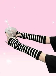 ROMWE Găng tay - Đen và trắng - Xem 5