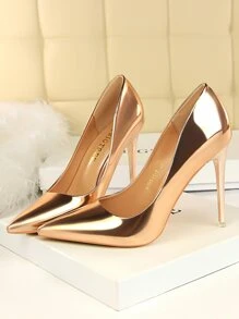 Fall/Winter Metallic Ultra High Heeled Court Pumps,Elegant,Party