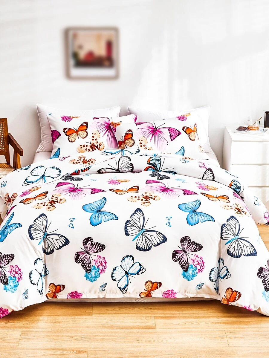 Set colcha sin relleno con estampado de mariposa - Multicolor - Ver 1