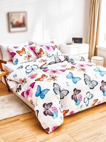 Set colcha sin relleno con estampado de mariposa - Multicolor - Ver 2