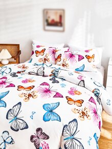 Set colcha sin relleno con estampado de mariposa - Multicolor - Ver 3