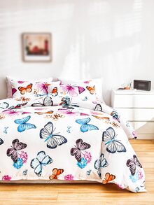 Set colcha sin relleno con estampado de mariposa - Multicolor - Ver 4