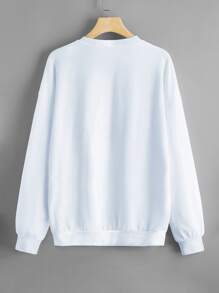 SHEIN LUNE Drop Shoulder Floral Print Pullover  Fall Outfit - White - View 2