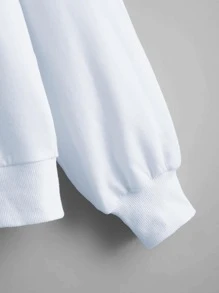 SHEIN LUNE Drop Shoulder Floral Print Pullover  Fall Outfit - White - View 3