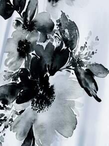 SHEIN LUNE Drop Shoulder Floral Print Pullover  Fall Outfit - White - View 4