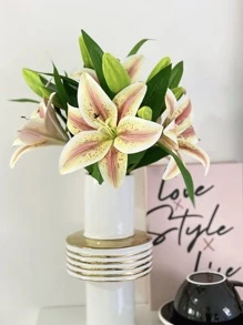 1pc Vải Lụa Nhựa Giả Hoa Lily Ba Màu Trang Trí Nội Thất, Thích Hợp Cho Lễ Cưới, Ngày Lễ, Tiệc Sinh Nhật, Sự Kiện Ngoài Trời, Cây Nhân Tạo, Chiều Dài 33cm - Màu vàng - Xem 7