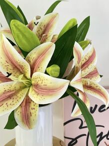 1pc Vải Lụa Nhựa Giả Hoa Lily Ba Màu Trang Trí Nội Thất, Thích Hợp Cho Lễ Cưới, Ngày Lễ, Tiệc Sinh Nhật, Sự Kiện Ngoài Trời, Cây Nhân Tạo, Chiều Dài 33cm - Màu vàng - Xem 6