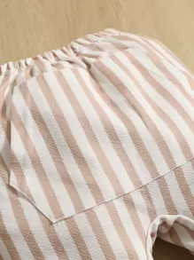 Baby 2pcs Striped Kangaroo Pocket Trousers - Multicolor - View 7