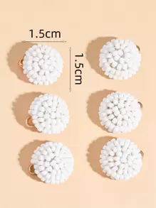 6pcs 1.5cm Beaded Embellished Earring Connector Stud - White - View 4